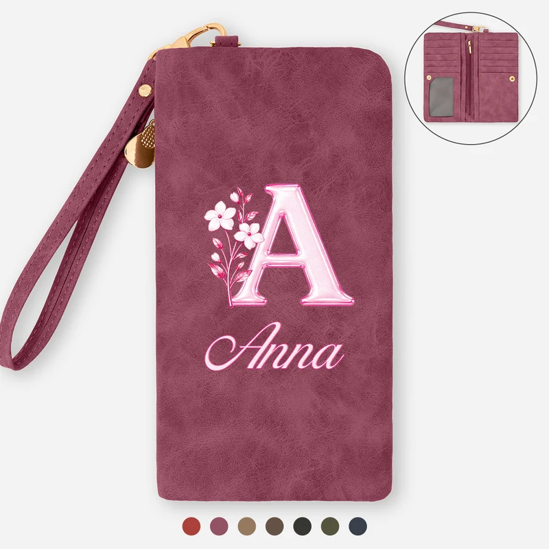 Cadeau Prénom Avec Fleur De Naissance - Portefeuille Trois Femme Personnalisé