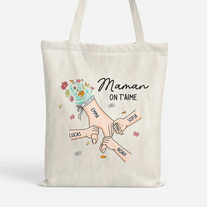 Main Dans La Main - Tote Bag Personnalisé Mamie Maman