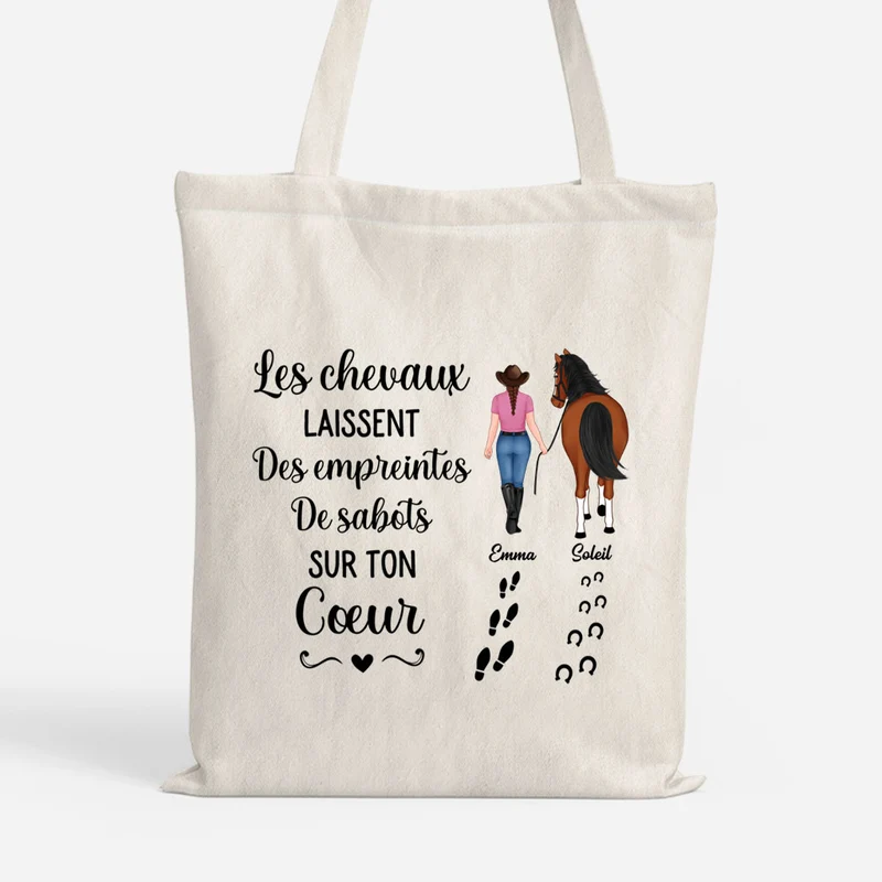 Cadeau Chevaux Laissent Des Empreintes - Tote Bag À Personnaliser