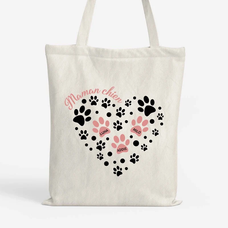 Maman Chien Chat Avec Cœur - Tote Bag À Personnaliser
