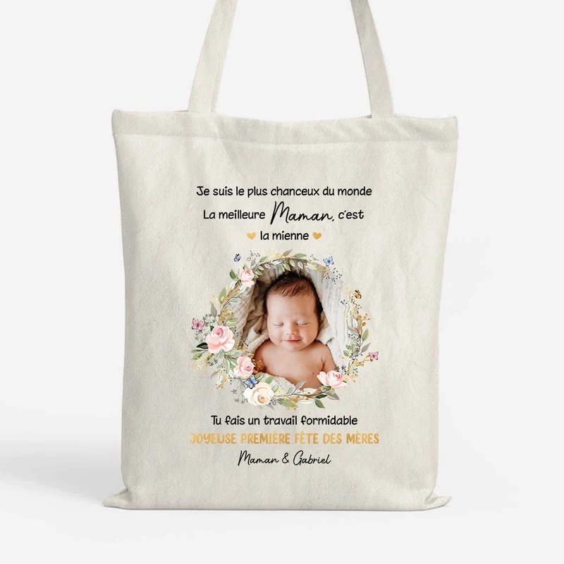 Première Fête Des Maman Papa - Tote Bag Personnalisé Photo