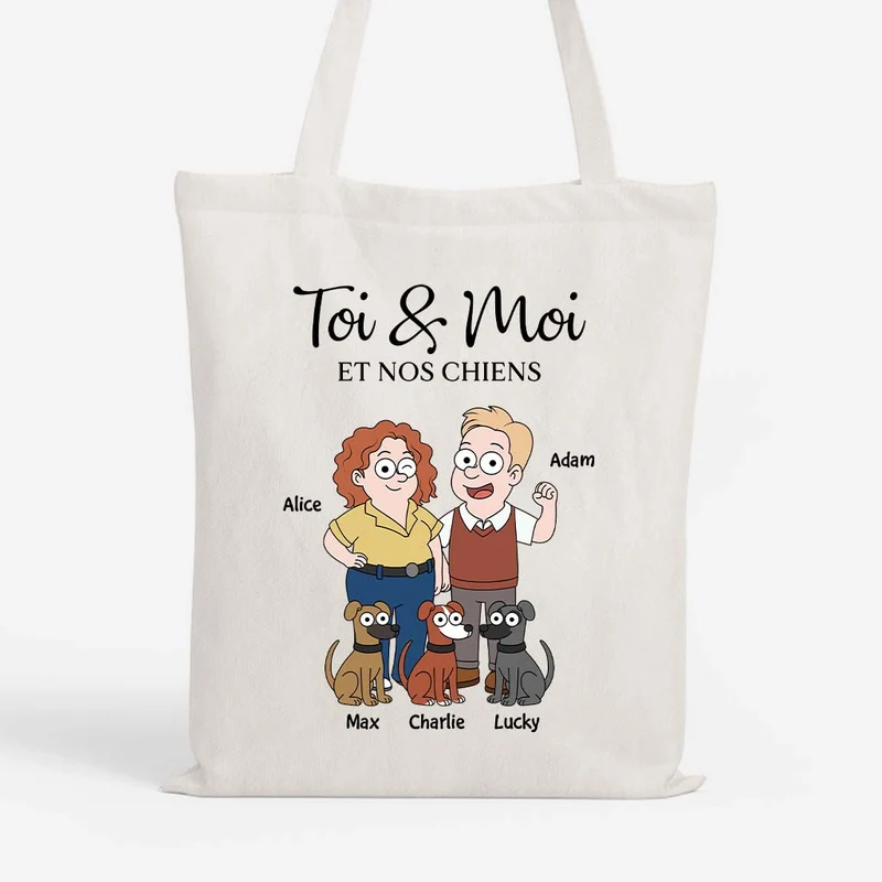 Toi Moi Et Le Chien - Tote Bag Personnalisé Couple