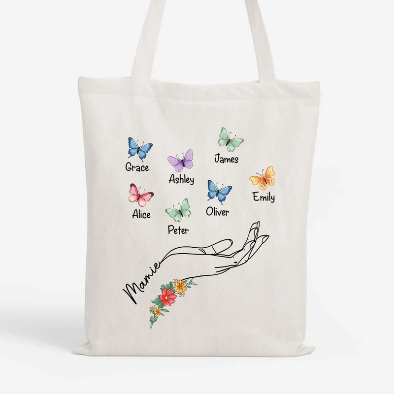 Tote Bag Personnalisé Pour Maman Avec Papillon