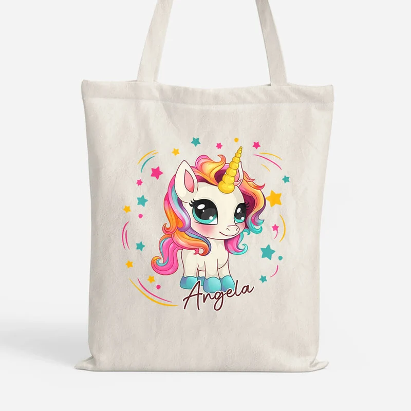 Enfant Licorne Avec Étoiles - Cadeau Personnalisé | Tote Bag Pour Enfant 2636B3H7K