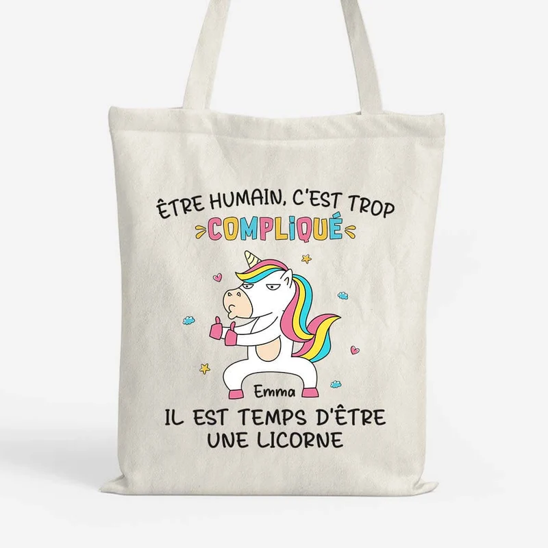 Il Est Temps d'Être Une Licorne - Cadeau Personnalisé | Tote Bag Pour Enfant