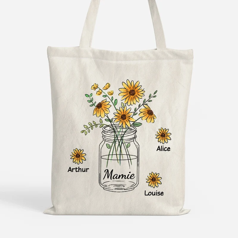 Vase De Fleurs De Maman - Cadeau Personnalisé | Tote Bag Pour Maman