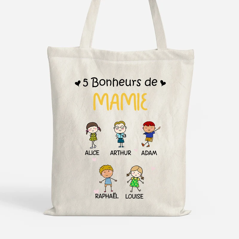 Bonheurs De Mamie - Cadeau Personnalisé | Tote Bag Pour Mamie