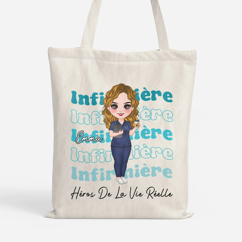 Infirmière Héros de la Vie Réelle - Cadeau Personnalisé | Tote Bag pour Femme