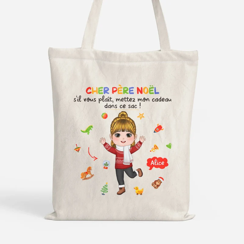 Cher Père Noël - Cadeau Personnalisé | Tote Bag pour Noël