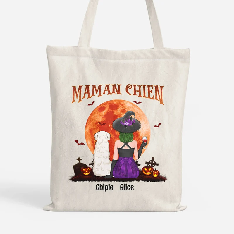 Maman Chien Halloween - Cadeau Personnalisé | Tote Bag pour Amoureux des animaux
