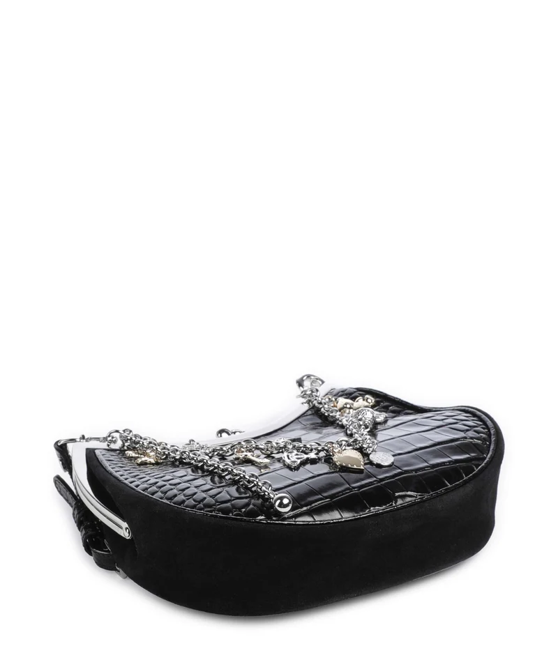 Vivienne Westwood Charm Frame Embossed Croc Sac porté épaule black