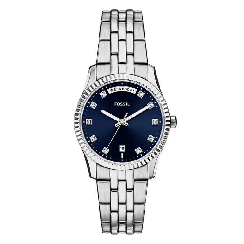Fossil Scarlette Round Blue Dial Watch ES5457