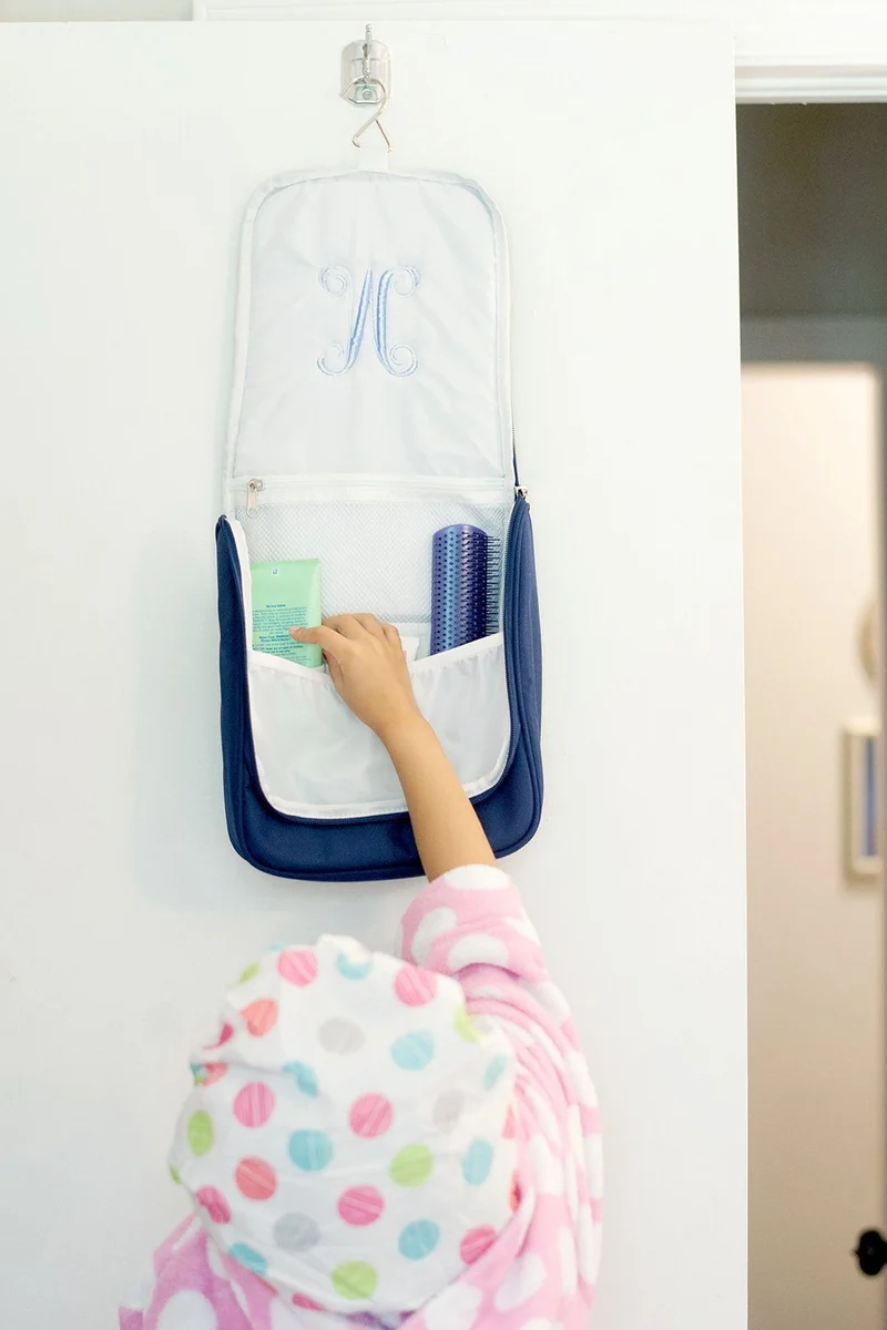 Navy Hanging Travel Case - Personalized