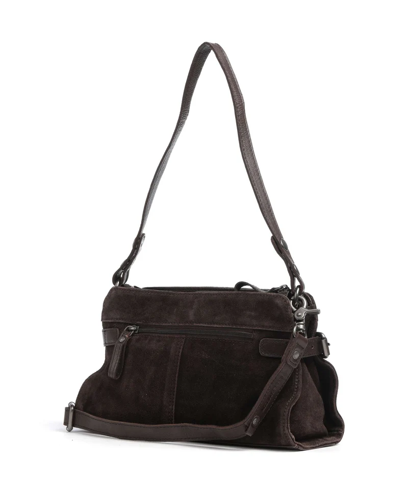 Spikes & Sparrow Suede Mix Madelon Sac porté épaule dark brown