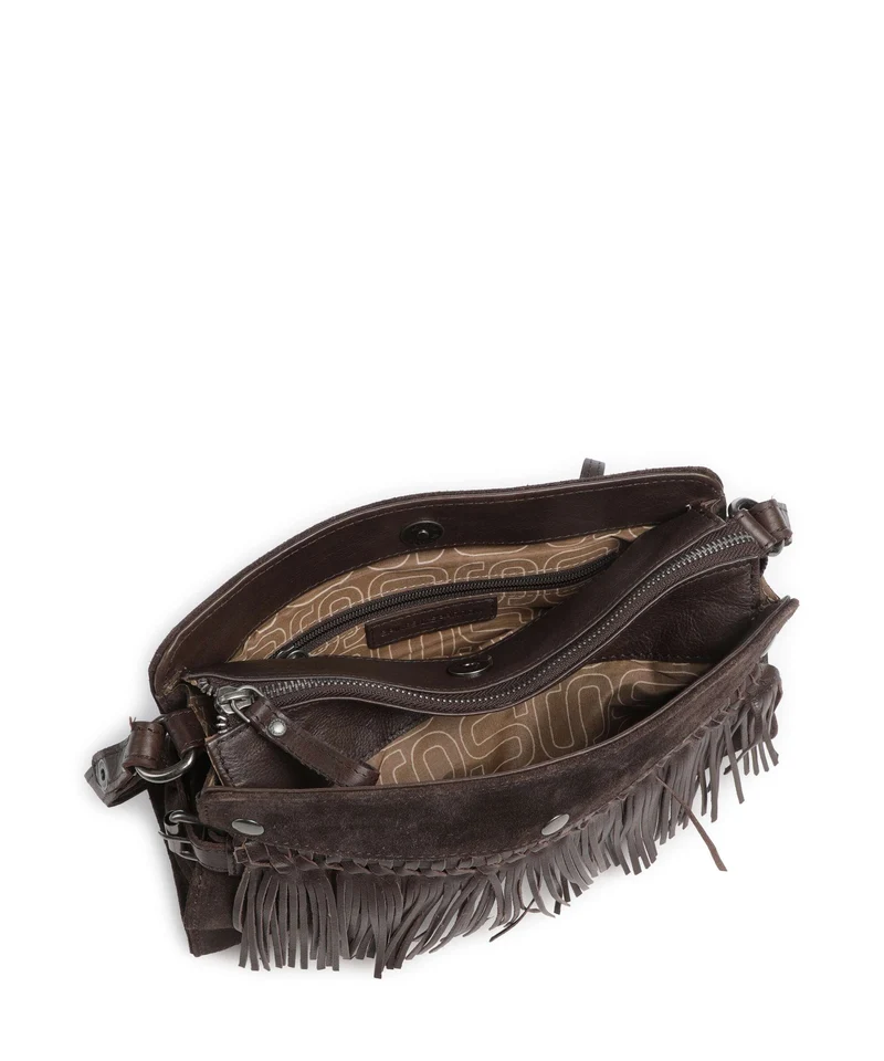 Spikes & Sparrow Suede Mix Madelon Sac porté épaule dark brown