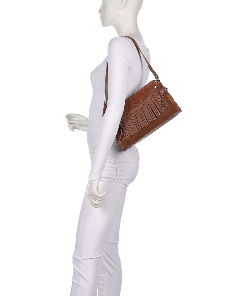 Spikes & Sparrow Suede Mix Madelon Sac porté épaule mocca