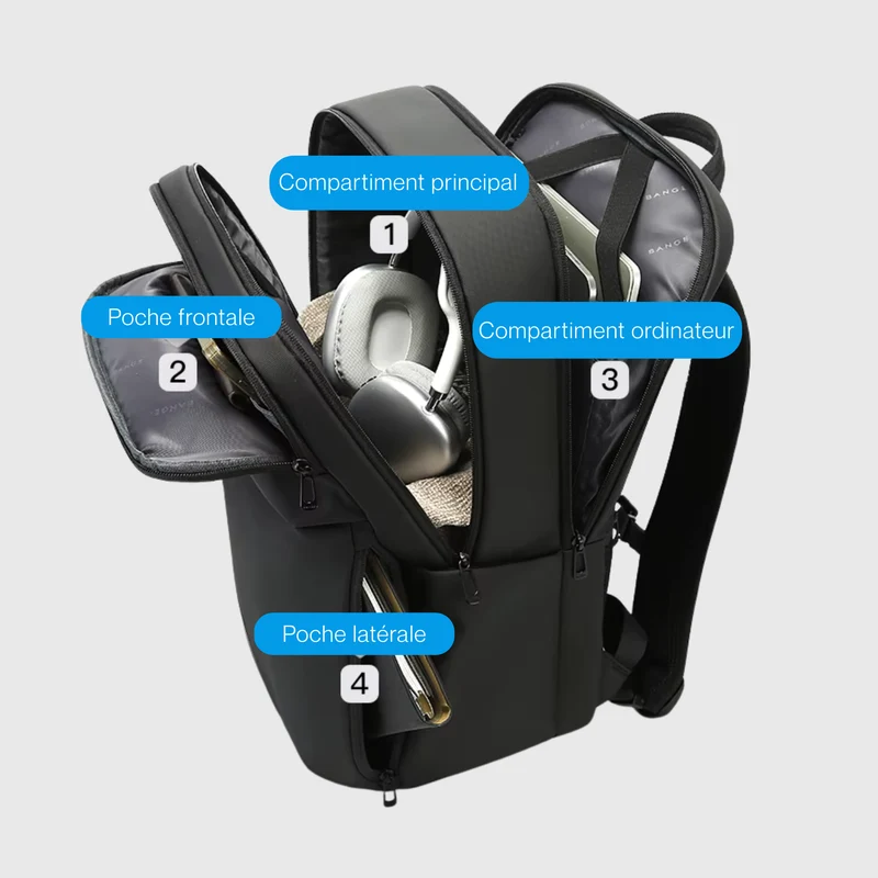 Sac à Dos Imperméable Ordinateur | Compartiment Sécurisé 27l Voyage