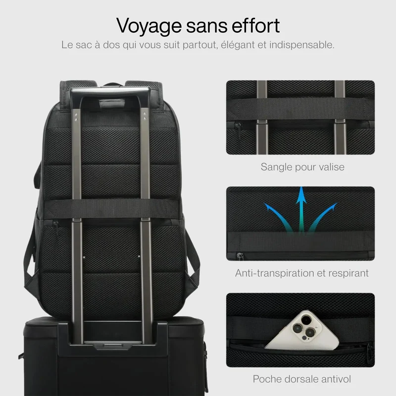 Sac à Dos Imperméable Ordinateur | Compartiment Sécurisé 27l Voyage