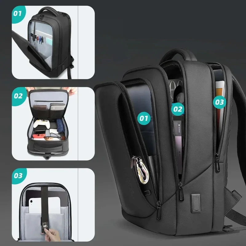Sac à Dos Imperméable Homme | Port Usb et Multi-Poches