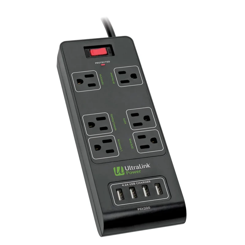 Multiprises 6 Prises AC et 4 USB-A Noir