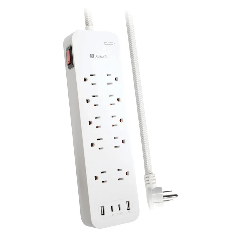 Multiprise avec 10 Prises AC, 2 USB-A et 2 USB-C 6PI