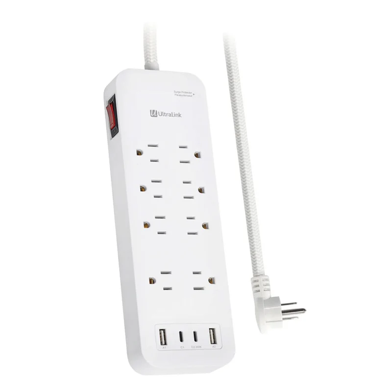 Multiprise avec 8 Prises AC, 2 USB-A et 2 USB-C 6PI