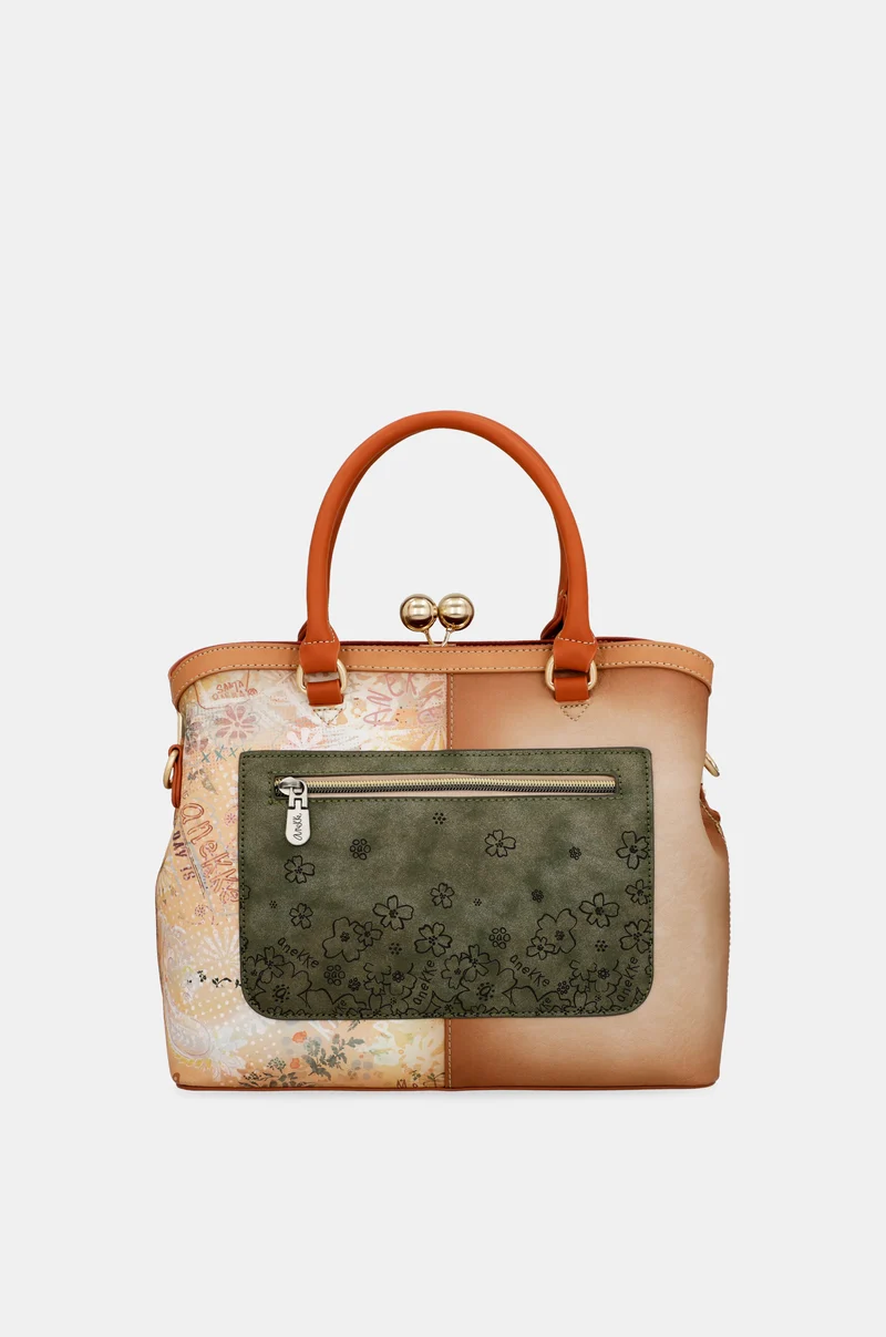 Sac à fermeture porte-monnaie camel Peace & Love