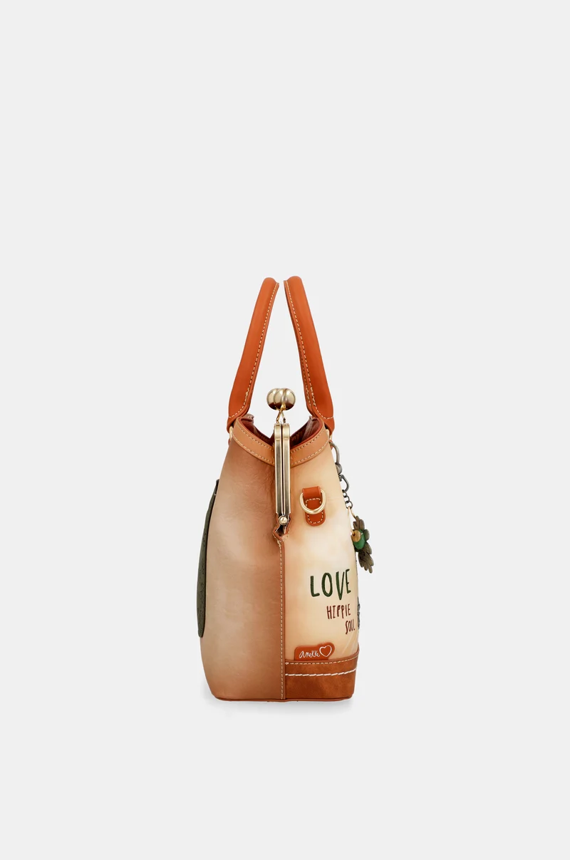 Sac à fermeture porte-monnaie camel Peace & Love