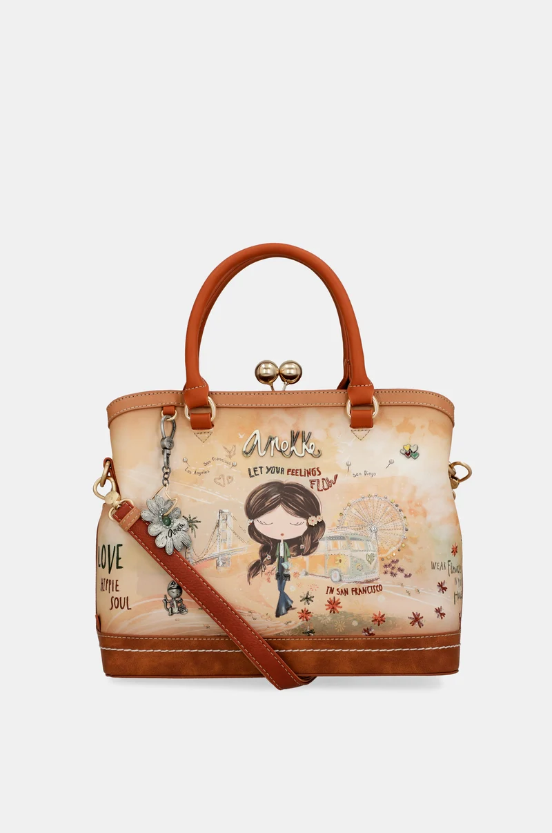 Sac à fermeture porte-monnaie camel Peace & Love