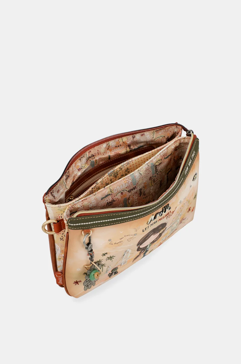 Sac bandoulière imprimé camel Peace & Love