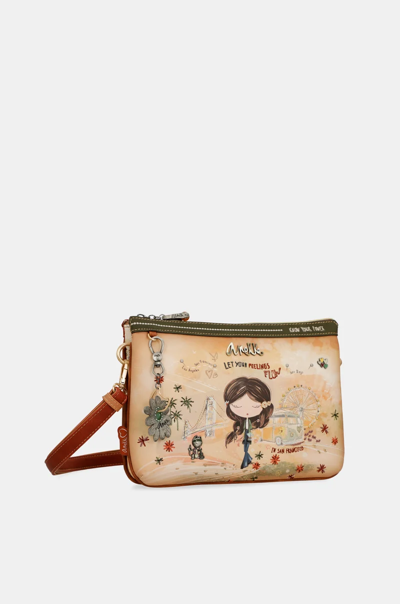 Sac bandoulière imprimé camel Peace & Love