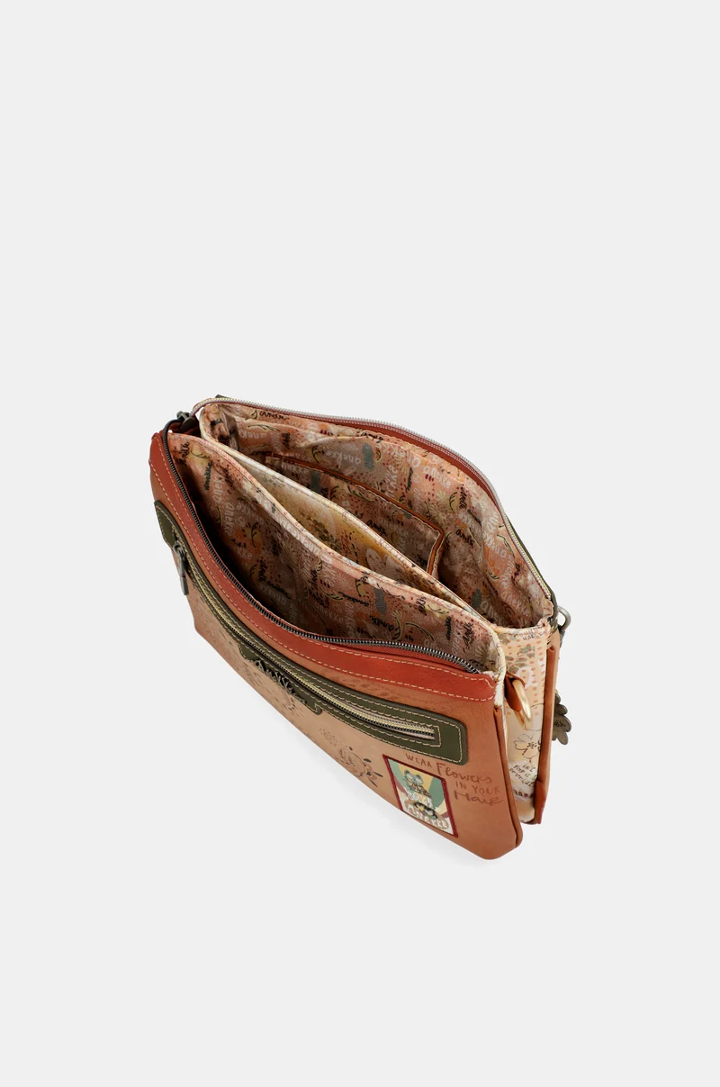 Sac bandoulière imprimé camel Peace & Love