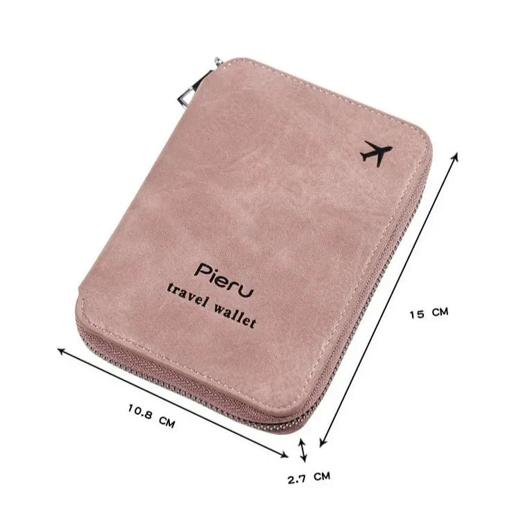 Portefeuille Voyage Passeport Rfid | Fermeture Zip Pu