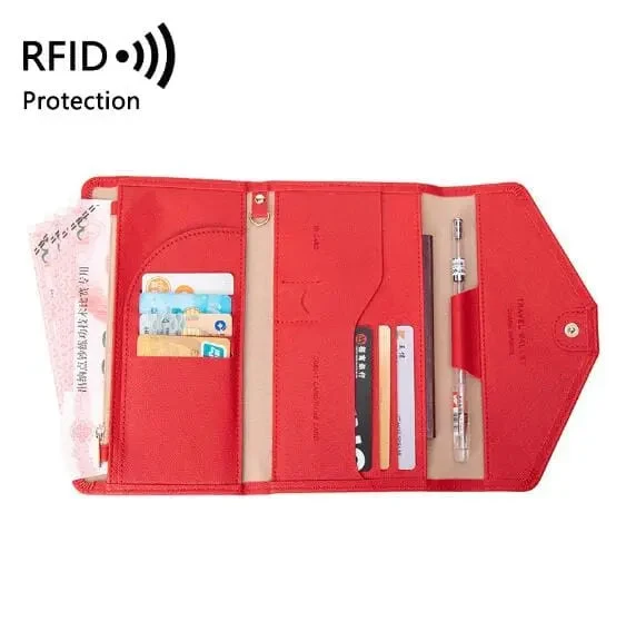 Portefeuille Voyage Femme Anti-Rfid | Compartiments Documents et Cartes