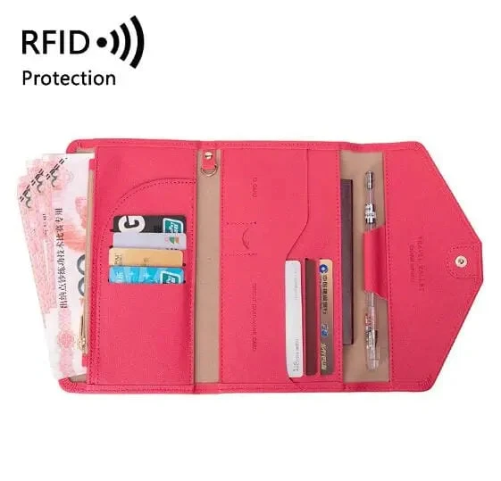 Portefeuille Voyage Femme Anti-Rfid | Compartiments Documents et Cartes