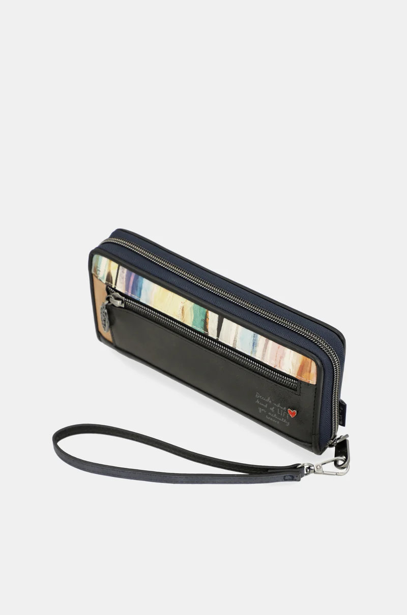 Portefeuille RFID grand format bleu marine Studio
