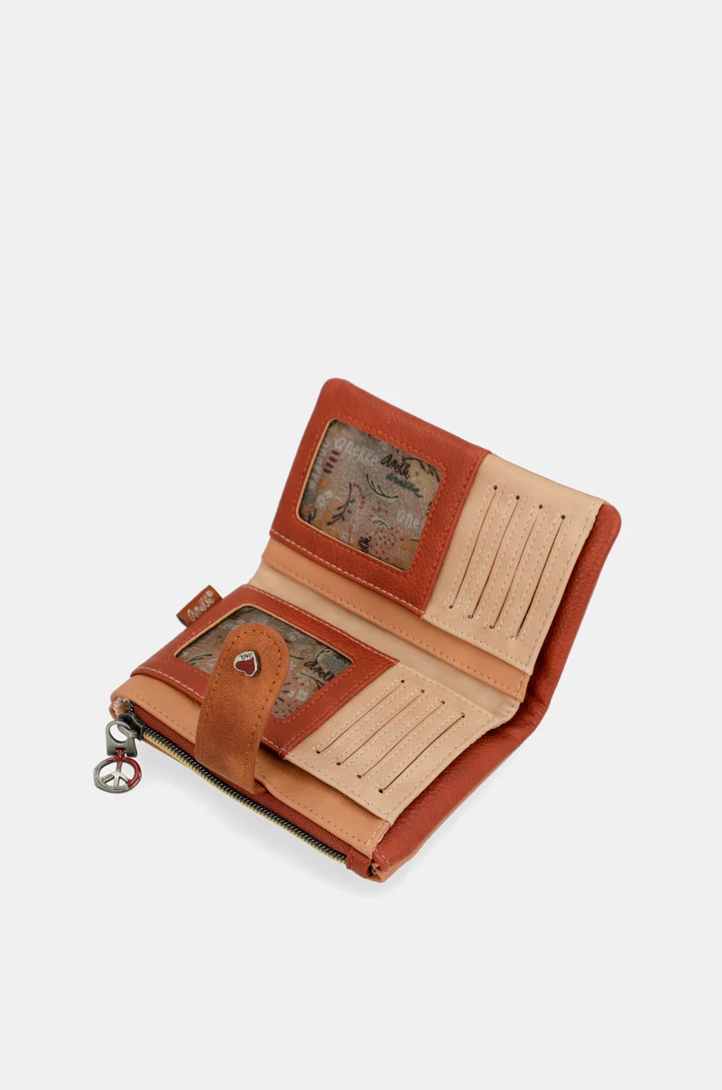 Portefeuille RFID petit format camel Peace & Love