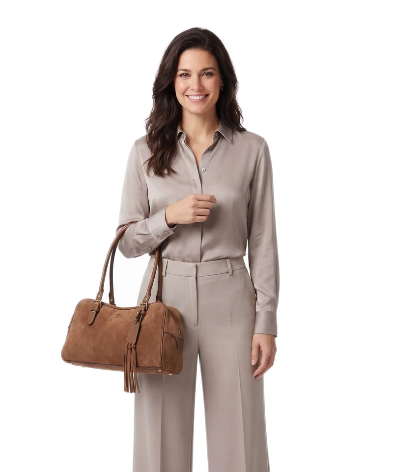 Lauren Ralph Lauren Marcy Large Sac porté épaule light tobacco