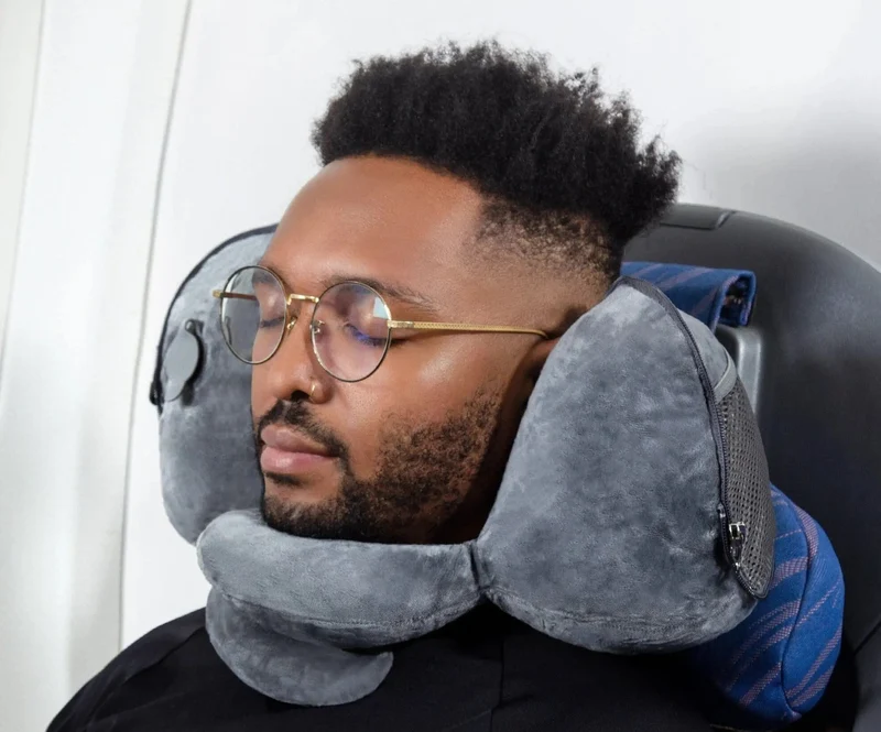 Coussin de Voyage Gonflable | Velours Pliable Compact