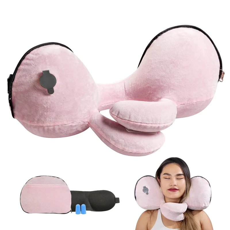 Coussin de Voyage Gonflable | Velours Pliable Compact