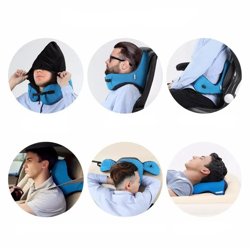 Coussin de Voyage Ergonomique | Mousse Mémoire Capuche Amovible