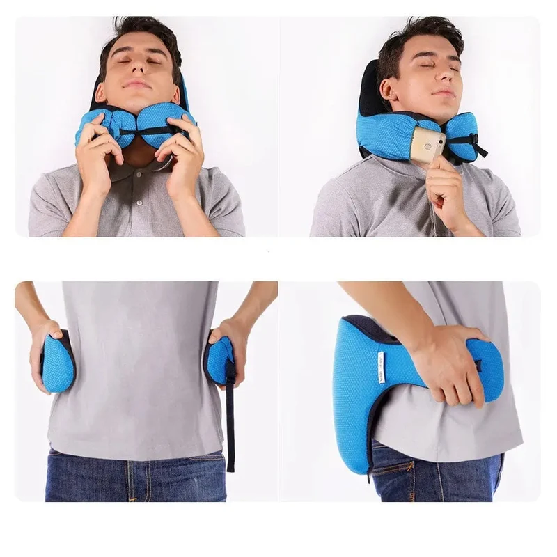 Coussin de Voyage Ergonomique | Mousse Mémoire Capuche Amovible
