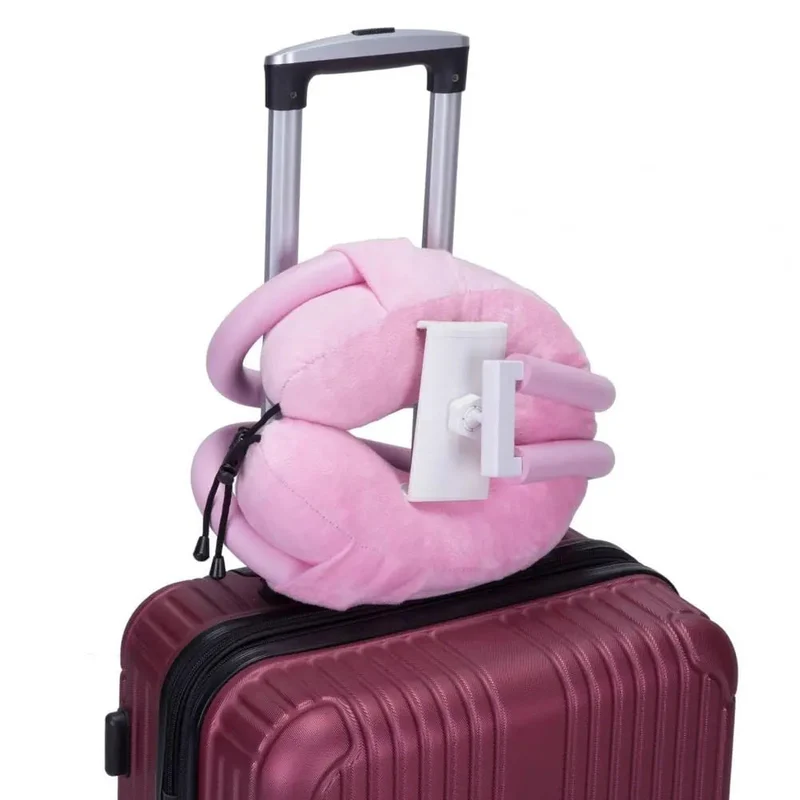 Coussin de Voyage avec Support Téléphone | Mousse Mémoire et Coton