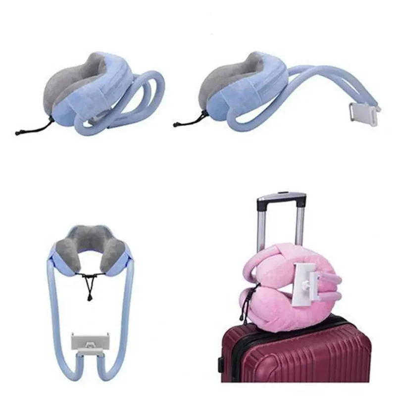 Coussin de Voyage avec Support Téléphone | Mousse Mémoire et Coton