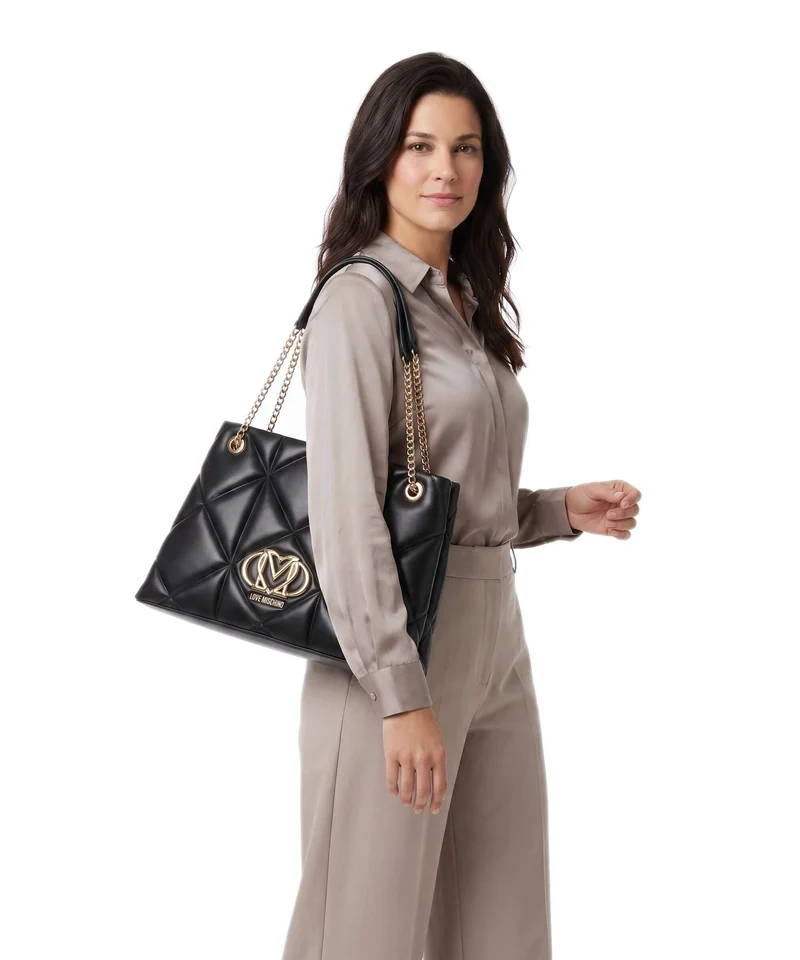 Love Moschino Embossed Q Cabas nero
