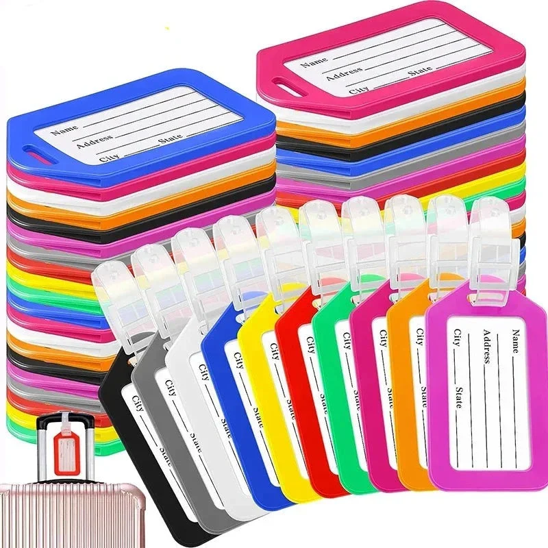 Étiquette Porte Adresse Valise Plastique | Couleurs Vives et Résistantes