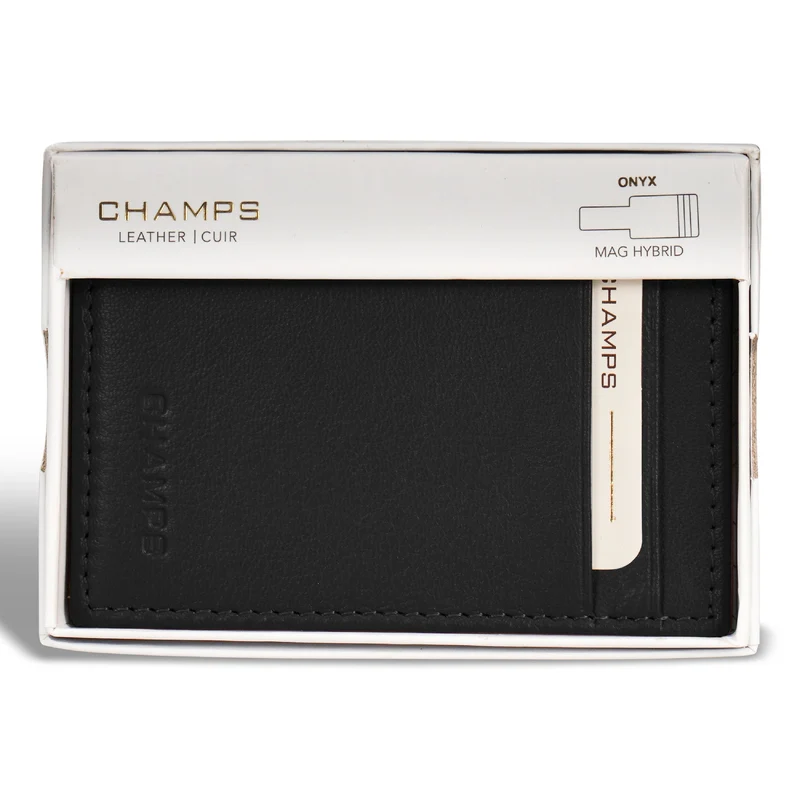 Onyx / Leather Mag Hybrid Card Holder *Drop Ship*