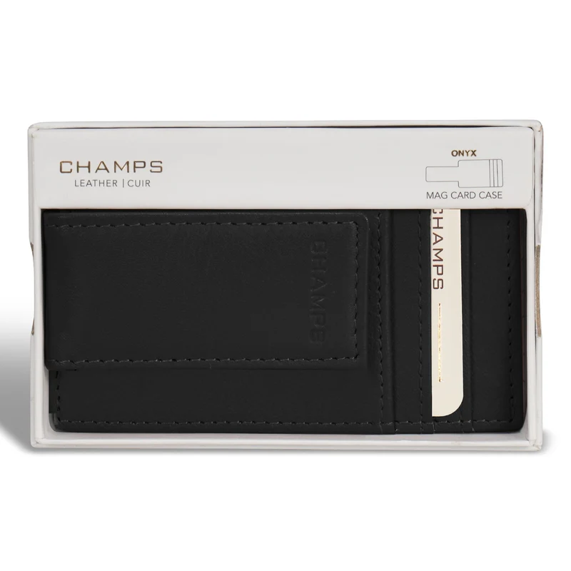 Onyx / Leather Mag Card Case *Drop Ship*