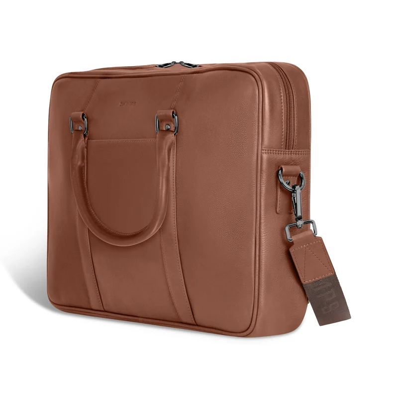 Onyx / Leather Slim Briefcase *Drop Ship*