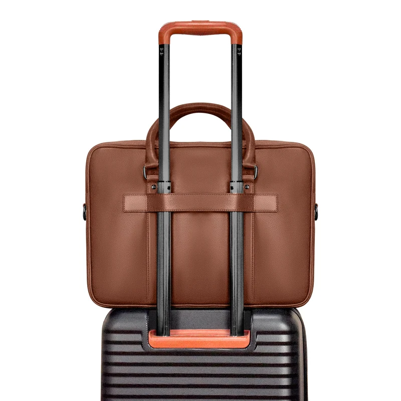 Onyx / Leather Slim Briefcase *Drop Ship*